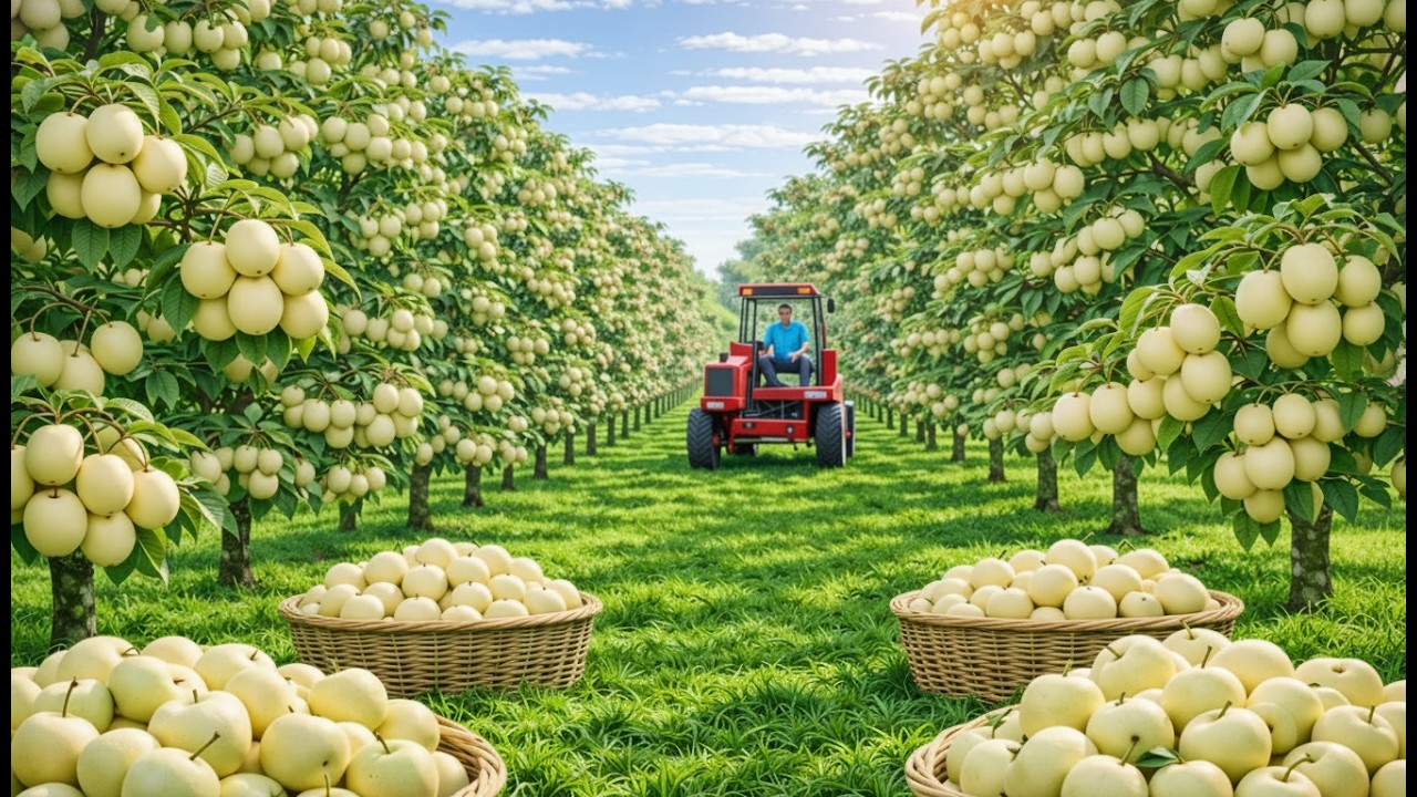 Pear Process Industrial White Pear Cultivation Process from Seedling to Harvest ...