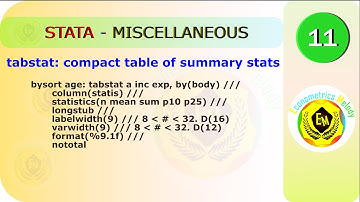 tabstat = compact table of summary statistics | STATA | Econometrics Melody | U/Graduate | Mphil/Phd