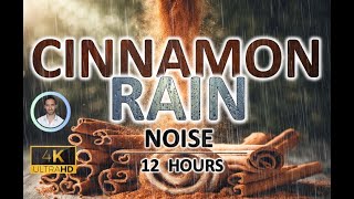 Soothing Cinnamon Rain Noise | 12 Hours BLACK SCREEN | Study, Sleep, Tinnitus Relief & Focus