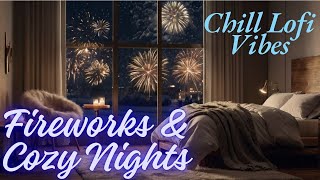 New Year Lofi Beats - Relaxing Bedroom Ambience with Fireworks at Night