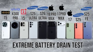 iPhone 18 Pro Max vs 17 Pro Max / Samsung S26 Ultra / S25 Ultra / OnePlus 15 / iQOO 15 Battery Test