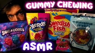 ASMR Gummy Chewing Taste Testing (Eating Nerds Gummy Clusters, Shaqalicious, Swedish Fish, & More)