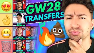 FPL GW28 BEST TRANSFERS! | Transfer Tier List for Gameweek 28 | Fantasy Premier League 2023/24
