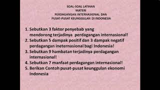Latihan Soal Perdagangan Internasional