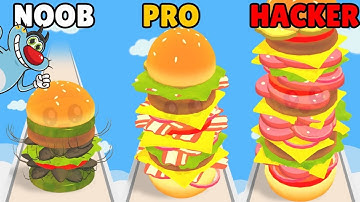 Noob vs pro vs hacker. Sandwich Run 3D All Levels Mobile Gameplay Walkthrough iOS,Android oggy game