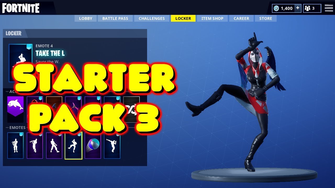 NEW STARTER PACK 3 SKIN 'THE ACE' IN-GAME FORTNITE *SHOWCASE*