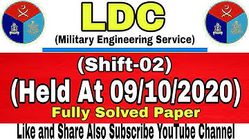 MES (LDC) Shift-02 (Fully Solved Paper) | Test Date (09/10/2020) | MES | JobzMcqz