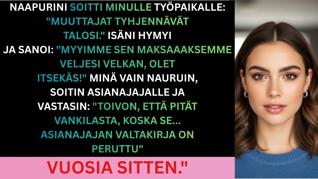 Istuin yhdeksän metrin korkeudessa kartanon telineillä, kun puhelimeni soi. Naapurini rouva Jones kuiskasi: ”Alice, ajotielläsi on kaksi muuttoautoa ja isäsi seisoo kuistilla leikepöydän kanssa.”...