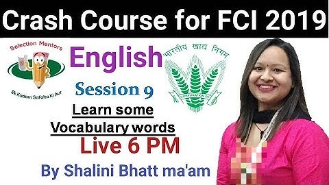 English || Session 9 || Learn some vocabulary words ||  FCI 2019 || By Shalini bhatt