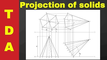 Projection of solids with axis inclined to H.P. 3rd angle TDA 2018 Q2