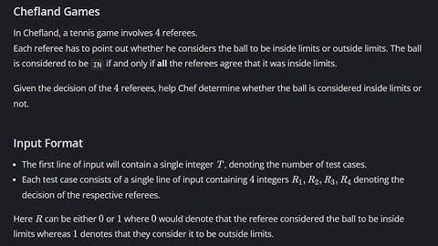 Chefland Games Codechef (500 to 800 Difficulty Rating Problems)