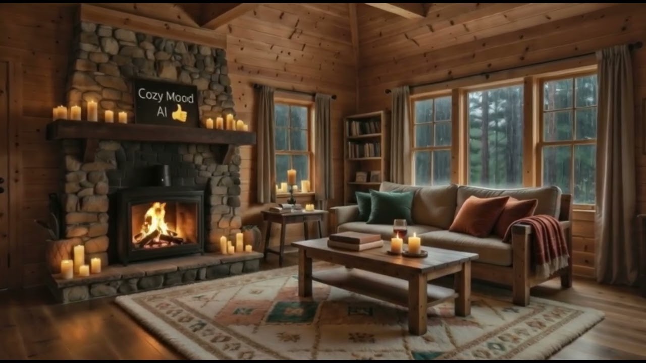 2 Hours Relaxing Jazz Music with Rain & Fireplace 🌧️🔥 Sleep, Study & Meditation