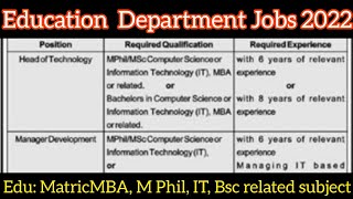 Education & Monitoring Program Latest Jobs 2022. @pakgovernmentjobs8072