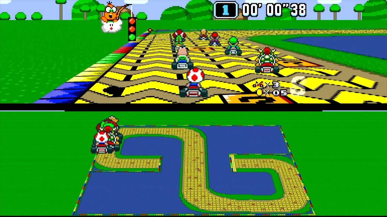 Super Mario Kart Hack: Death's Course / in HD 16:9 / SNES / bsnes