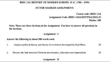 BHIC 114 IGNOU SOLVED ASSIGNMENT 2022 2023 ENGLISH HISTORY OF MODERN EUROPE II C  1780 – 1939
