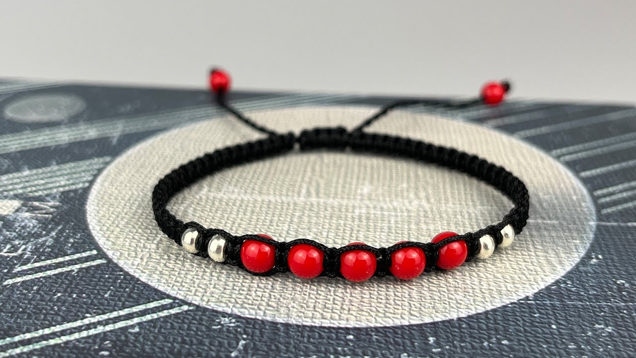 DIY square knot bracelet with beads | Macrame bracelet square knot ...