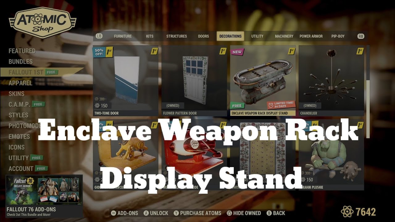 Fallout 76 Display Racks Fallout 76 - The Fallout 1st monthly free item dec - Enclave Weapon ...