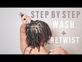 WASH AND RETWIST ON STARTER LOCS | WALKTHROUGH | Finger Coil Starter Locs