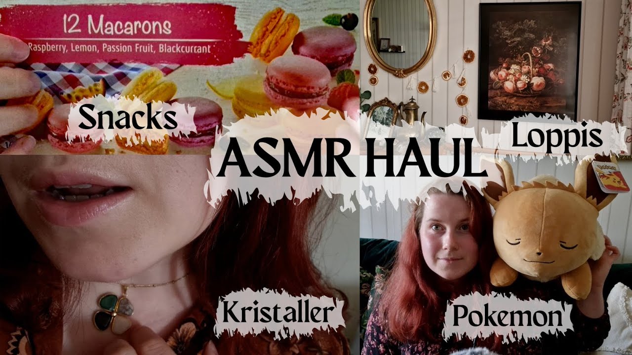 ASMR på Svenska - lång haul med loppis prylar, kristaller, snacks/godis etc. Smask förekommer