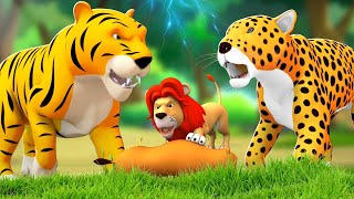 बाघ और चीता शेर सगे भाई का युद्ध  Tiger Cheetah & Lion Brother Fight Hindi Kahaniya | JOJO TV Kids