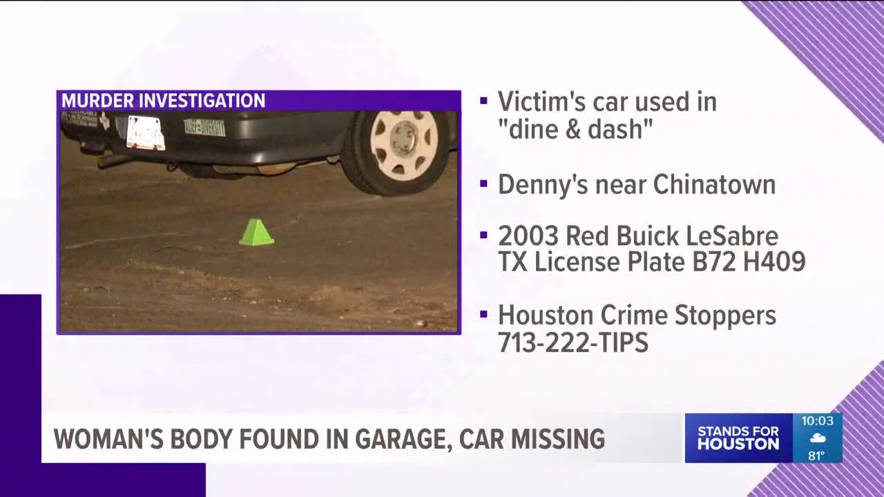 Woman's body found in west Houston garage, car missing