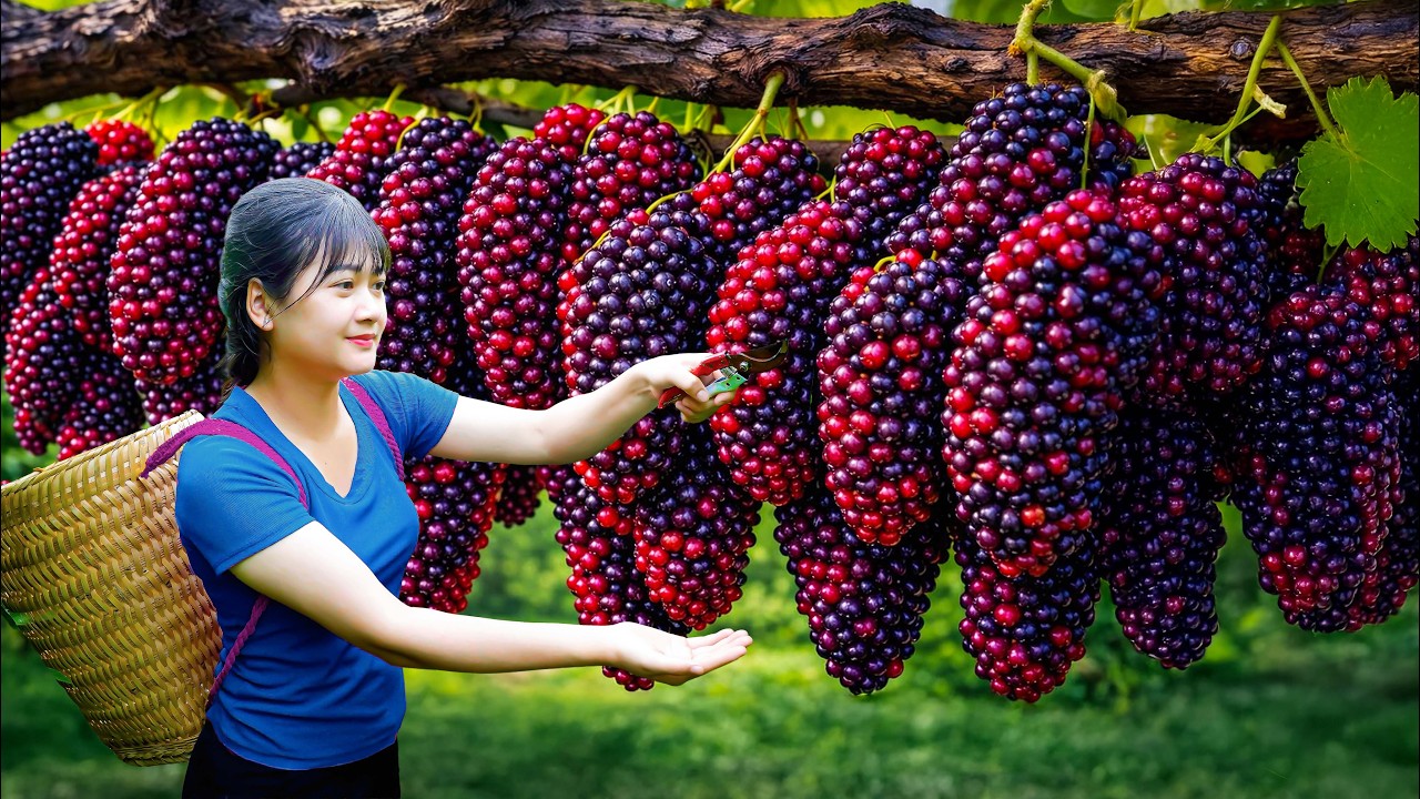 Ly Trieu Ca: Harvesting giant, sweet wild mulberries - How to make special mulberry yogurt