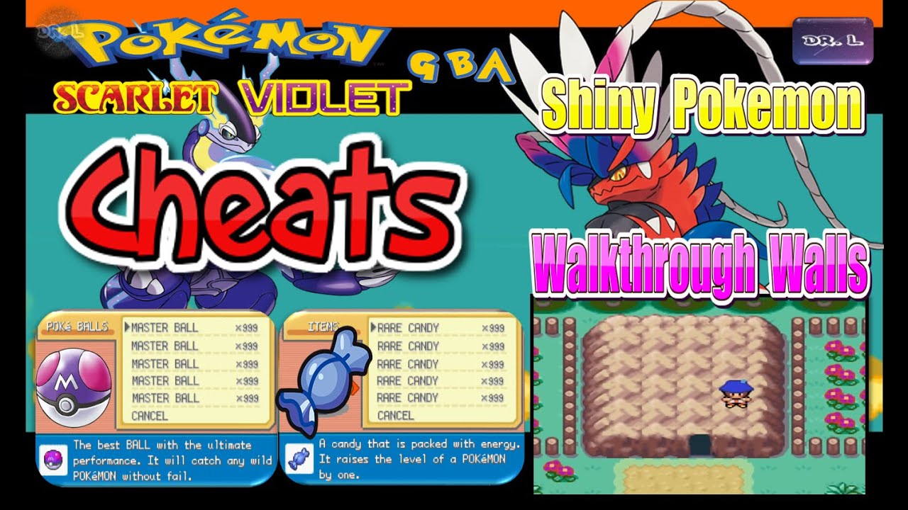 Pokemon Scarlet and Violet GBA Cheats Codes  Master Ball, Rare Candy,  WalkthroughWalls,ShinyPokemon 
