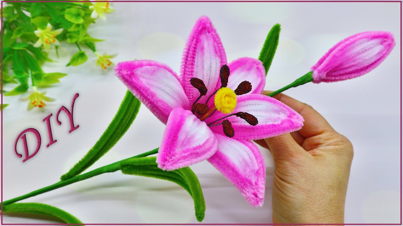 🌸ЛИЛИЯ своими руками 🌸 Цветы из синельной проволоки/Chenille Wire Flower