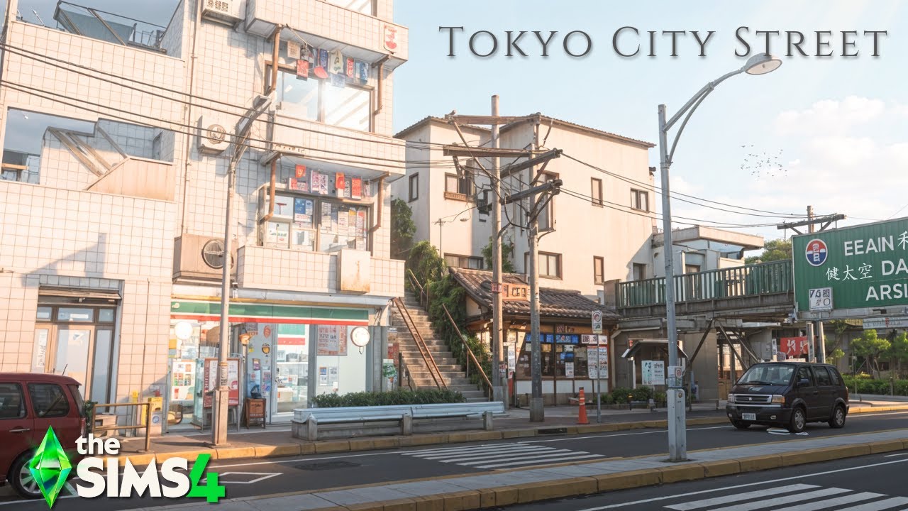 The Sims 4 - Tokyo Street Inspired - Shop & Apartament (シムズ4東京ストリート) - Relaxing Speed Build (ASMR)
