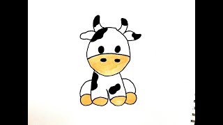 تعليم الرسم للاطفال خطوة بخطوة | تعلم رسم بقرة للمبتدئين ||How to draw a cow in an easy way