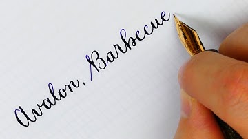 English Cursive handwriting: how to write words with a gold flex nib - Handwriting practice