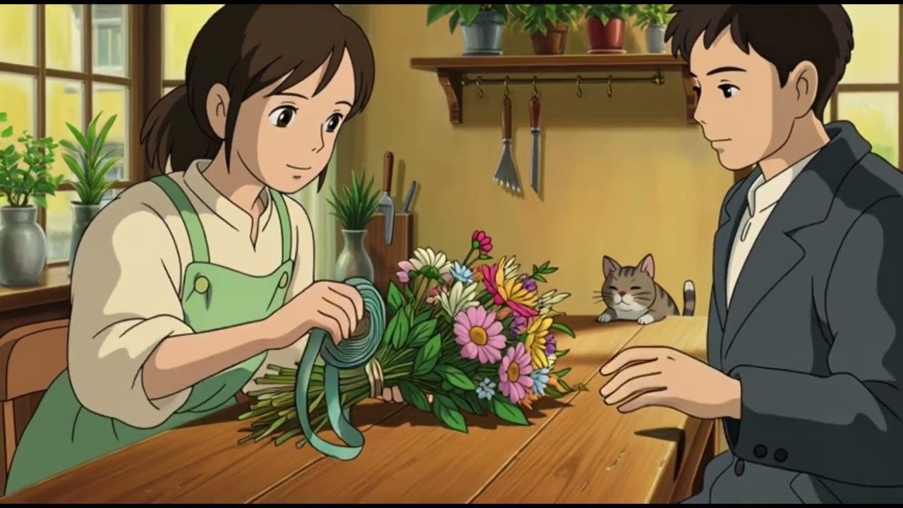 A Small Flower Shop at the End of a Cobblestone Street