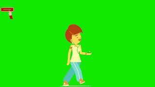 running walking animated cartoon green screen video for youtubers
