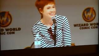 Karen Gillan answers a question about her hair and fight training