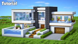 Minecraft: How to Build a Modern House Tutorial (Easy) #44  Interior in Description!