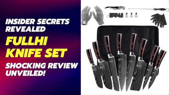 FULLHI 17pcs Butcher Knife Set include sheath High Carbon Steel Cleaver  Kitchen Chef Knife Set Whole Tang Vegetable Cleaver Home BBQ Camping with
