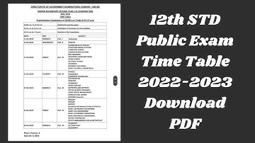 12th Public Exam Time Table 2022-2023
