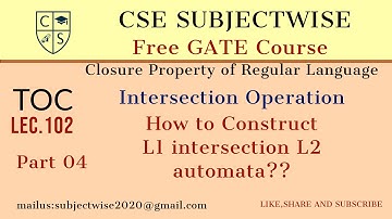 Lec 102 Closure Property Part -04 || Intersection operation || How to construct L1 intersection L2 ?