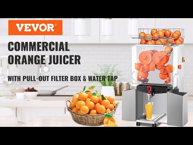 VEVOR Commercial Juicer Machine with Water Tap, 110V Juice Extractor, 120W  Orange Squeezer, Orange Juice Machine for 25-35 Per Minute with Pull-Out  Filter Box Acrylic Cover and Two Collecting Buckets