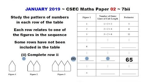 Paper2-CSEC-MATHS-432 ~ Figure Number  & Sum w/ Perimeter 65 Units ~ January 2019 Number 7bii