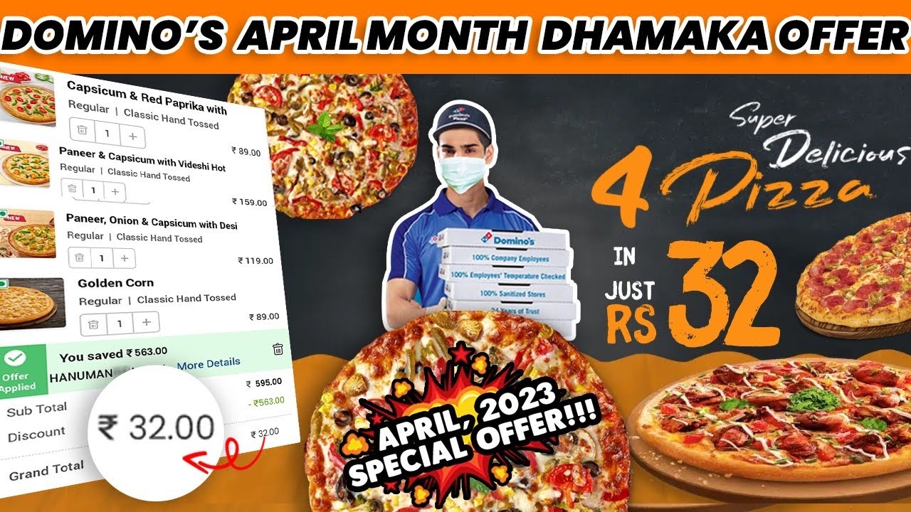 DOMINOS 8th APRIL (WEEKEND) MEGA OFFER 4 pizza in ₹32🔥🍕Domino's