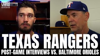 Bruce Bochy \& Andrew Heaney React to Texas Rangers Winning Series vs. Baltimore, Heaney Outing