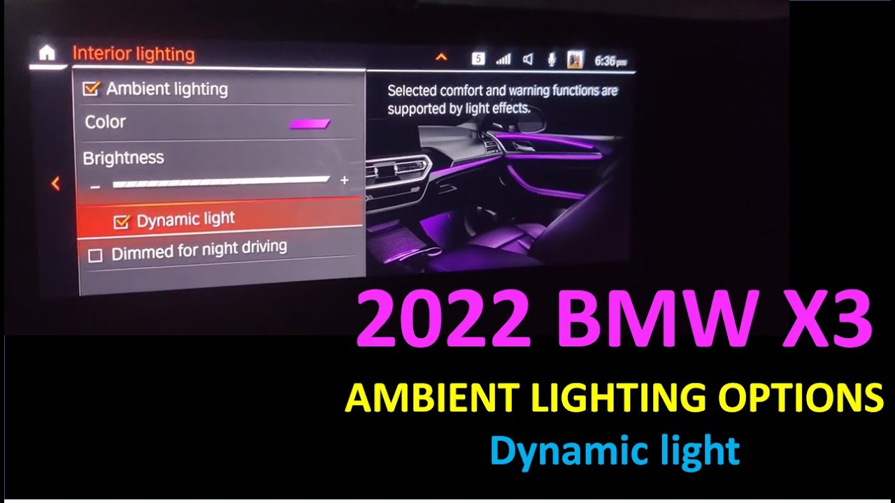 2022 BMW X3 Dynamic Light  Ambient Lighting Options 