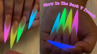 GLOW IN THE DARK V FRENCH TIP NAILS! MODELONES HALLOWEEN POLYGEL | V French Tip Nail Tutorial