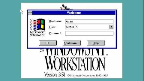 Microsoft Windows NT Workstation Version 3.51 Build 1057 VGA Mode (1996) Logoff and Logon