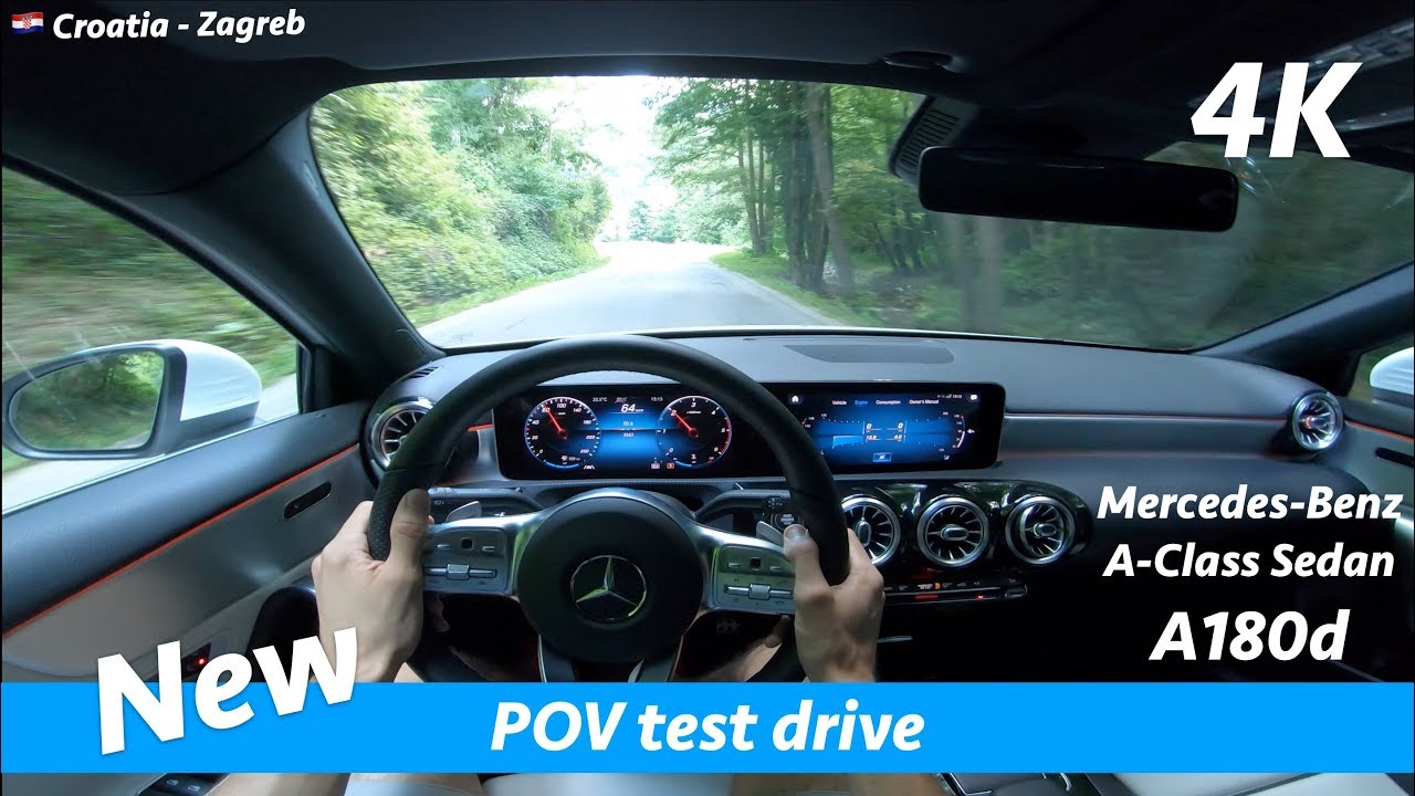 Mercedes A-Class Sedan 2019 A180d - POV тест-драйв в 4K | Ускорение 0 - 100 км/ч