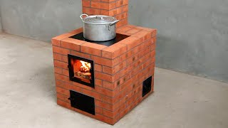 How to make a simple and effective wood stove from red bricks