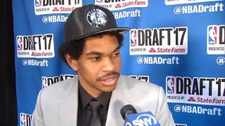 Jarrett Allen reacts to being drafted by the Brooklyn Nets