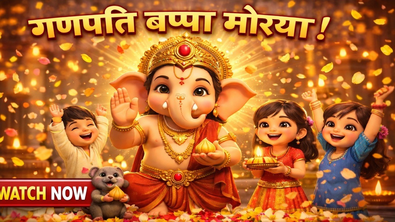 गणपति बप्पा मोरया 🙏 | Sweet Kids Ganesh Bhajan 2026 | Cute 3D Cartoon Ganesh Vandana