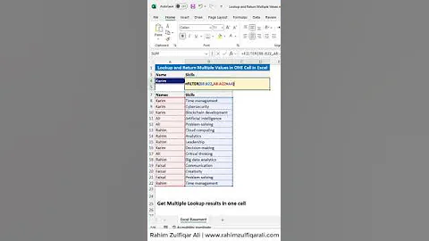 Lookup and Return Multiple Values in ONE Cell in #Excel 365 #Shorts